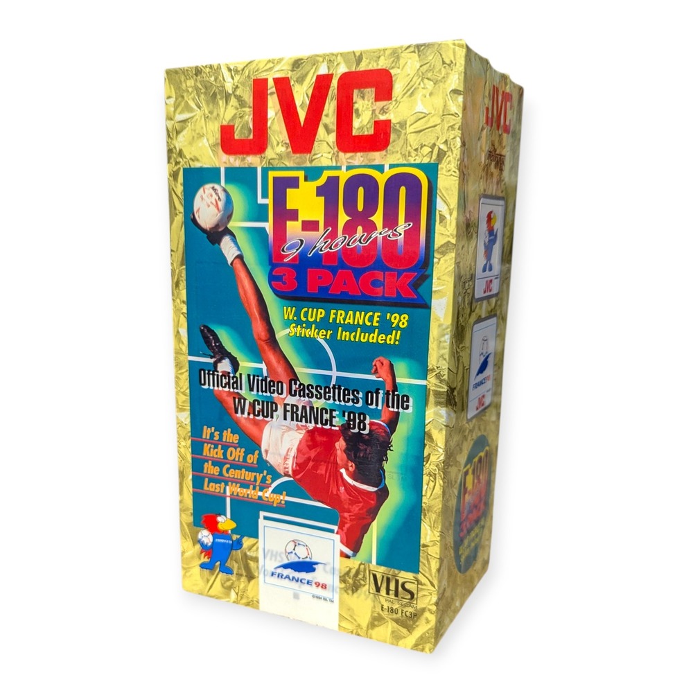 JVC E-180 Blank‎ VHS Tapes 3 Pack World Cup France 98 Special Edition E-180FC3P